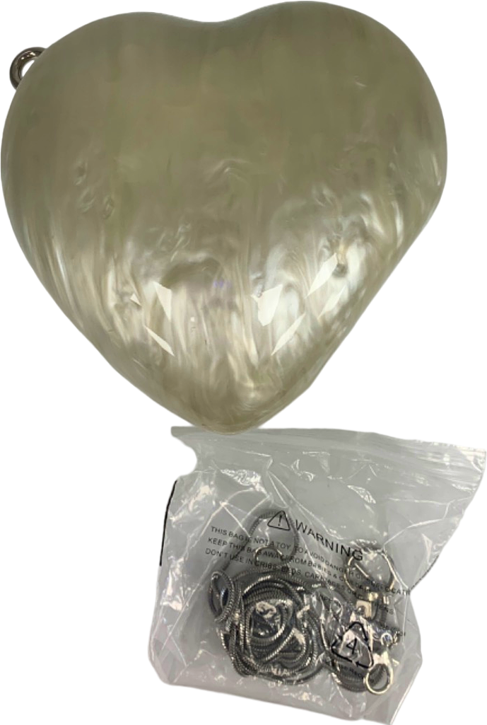 White Heart-Shaped Clutch Bag