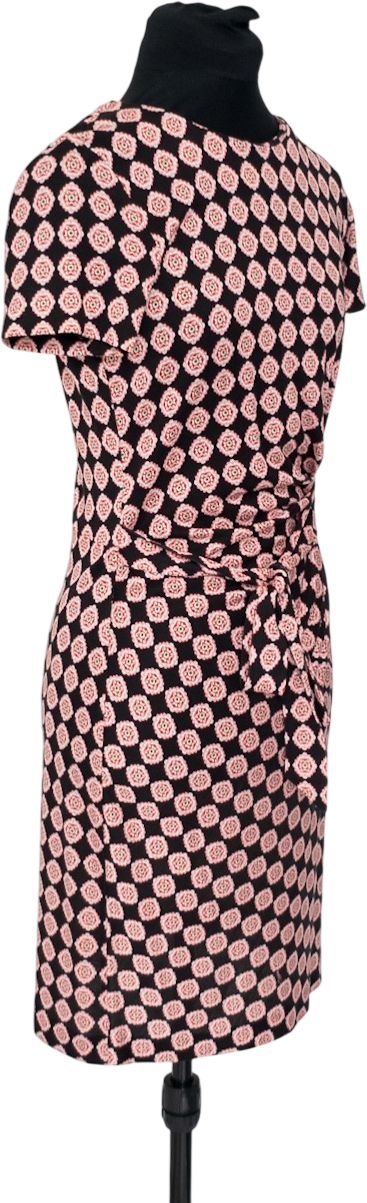 Diane von Furstenberg Navuy Blue 100% Silk Jersey Printed Tie Waist Zoe Dress Us6 UK 10