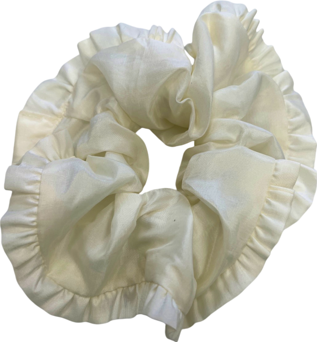 Roop White Satin Hair Scrunchie