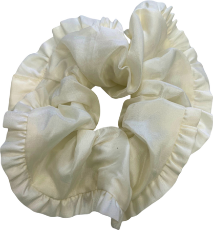 Roop White Satin Hair Scrunchie