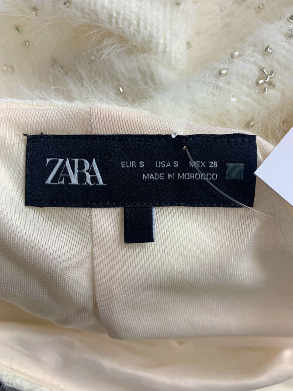 Zara White Sequin Embellished Mini Skirt UK S