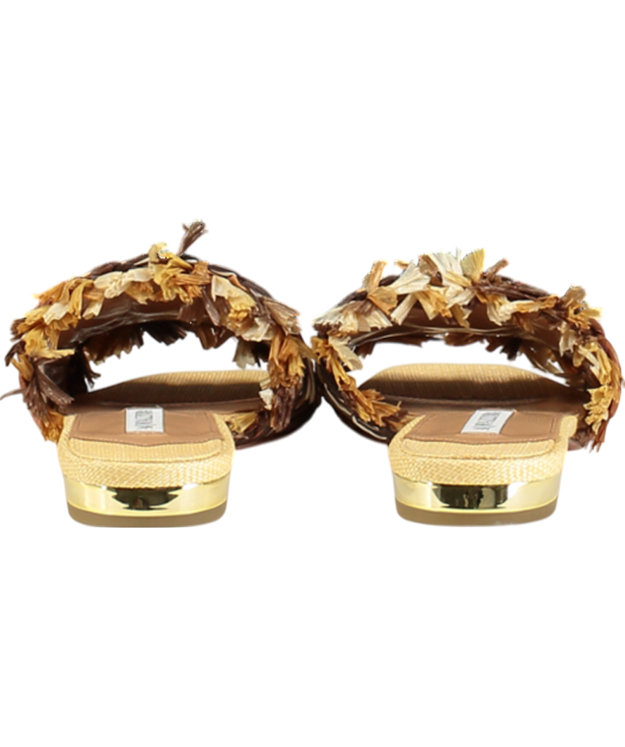 Aquazzura Brown Woven Raffia Sandal UK 3 EU 36 👠