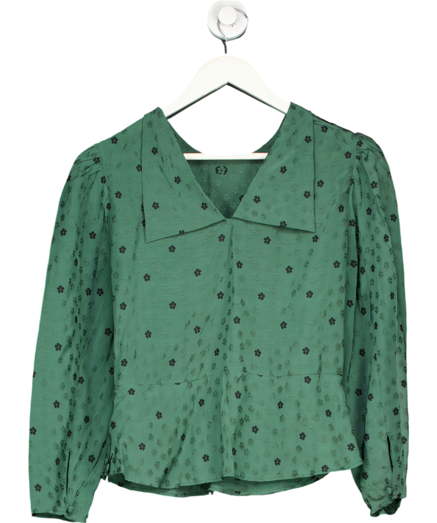 Alexachung Green Floral Embroidery Blouse UK 10