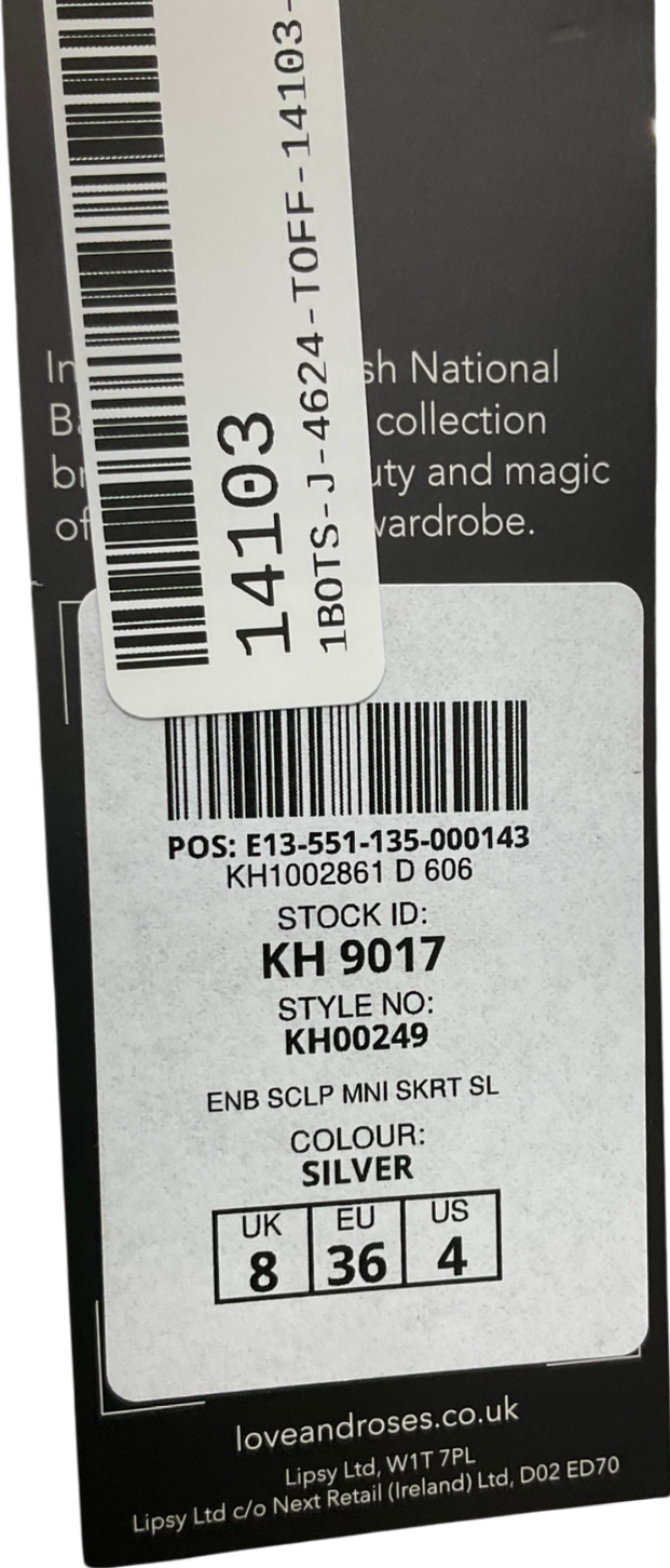 Love & Roses Metallic Scallop Sequin Mini Skirt UK 8