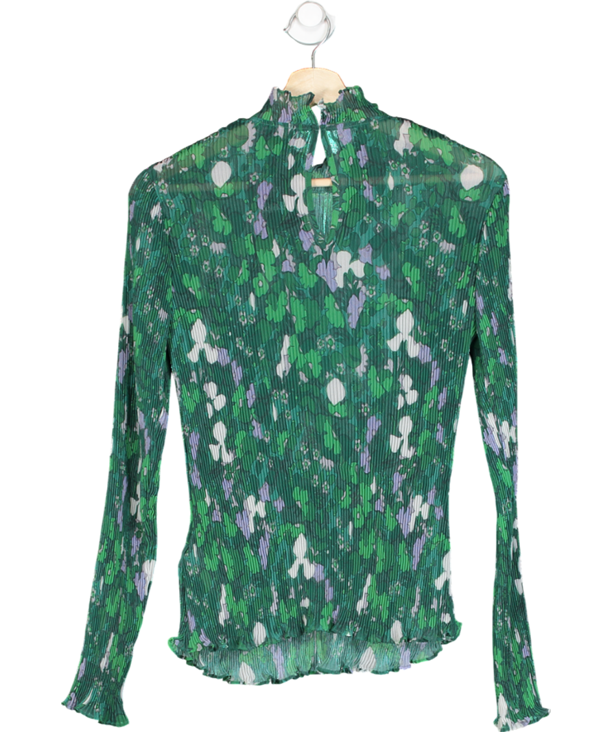 Whistles Floral Transparent Green Top UK 12
