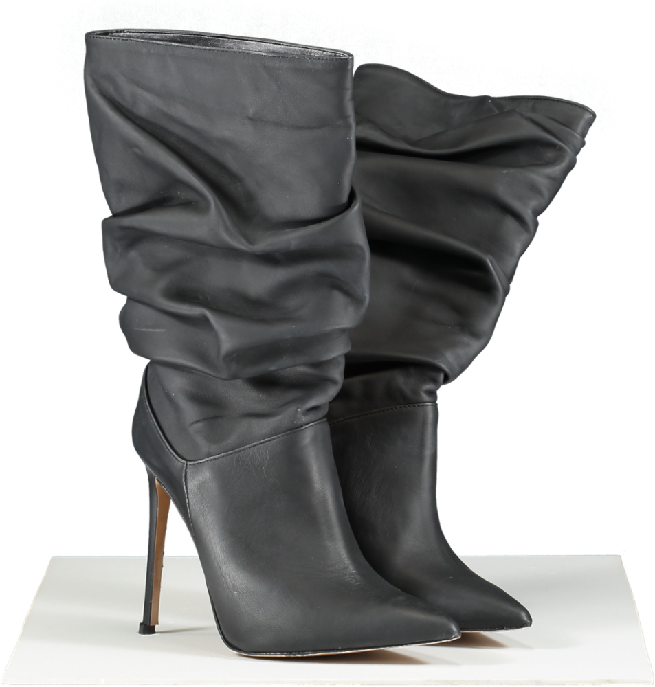 Identita Black Raissa Leather Slouch Boot UK 4 EU 37 👠