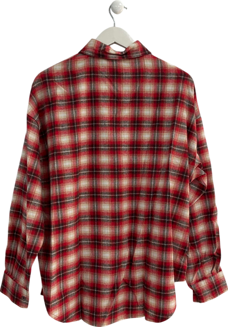 dazy Red And Beige Plaid Flannel Shirt UK M