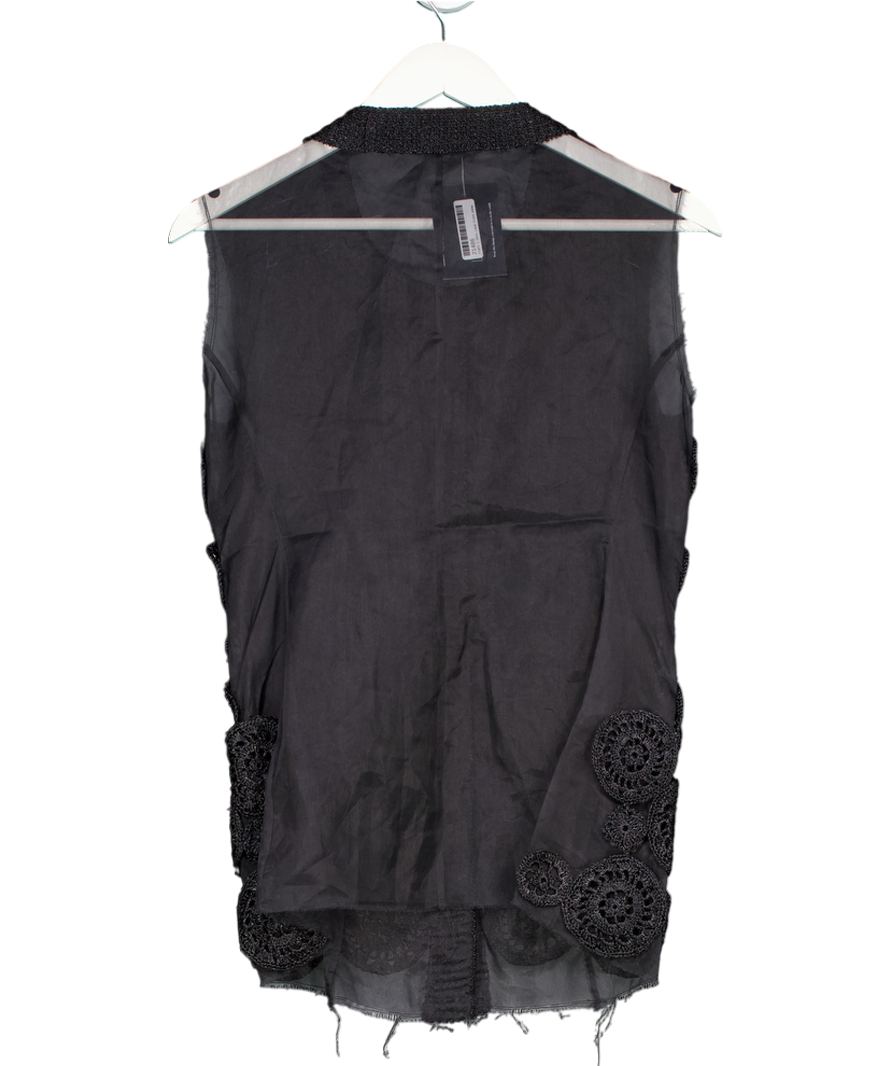 Ermanno Scervino Black Silk Sheer Embellished Blouse UK 12