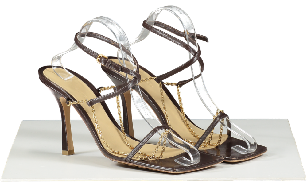 BOTTEGA VENETA Brown Chain Detail Strappy Sandal UK 7 EU 40 👠