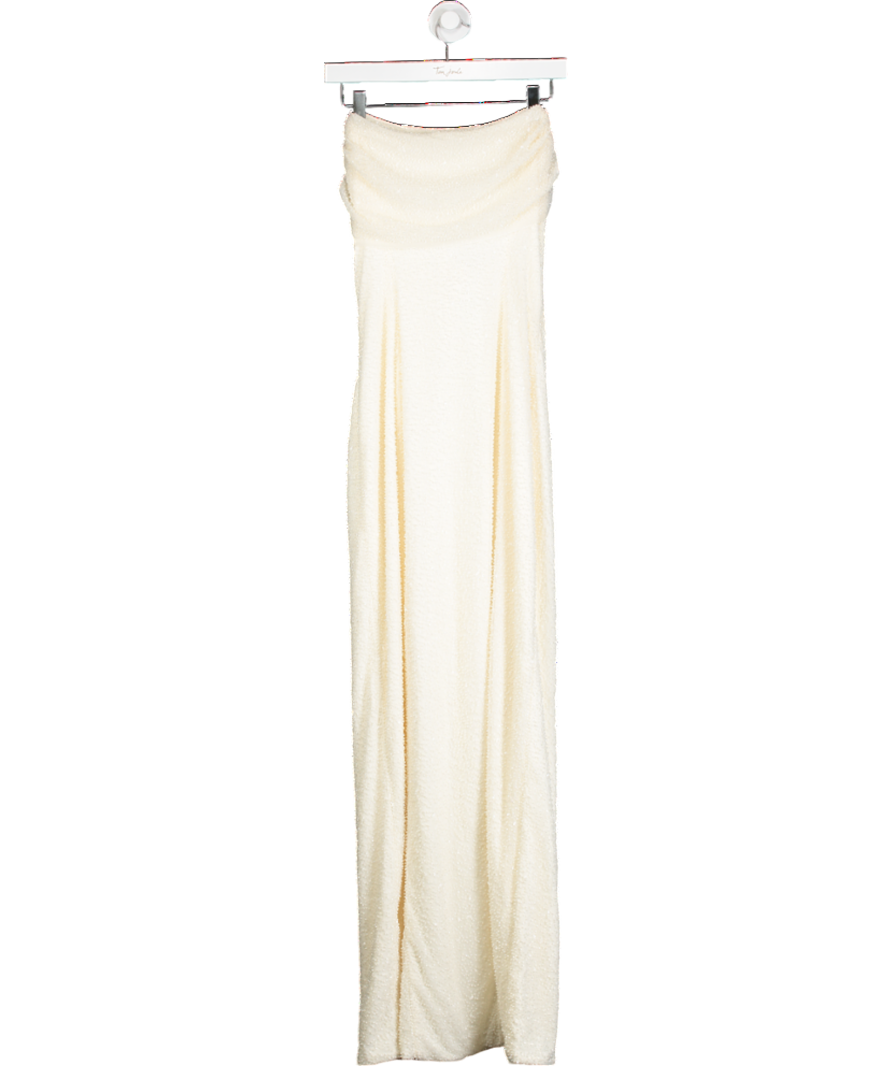 Oh Polly Cream La Rochette Embellished Cowl Neck Dress UK 14