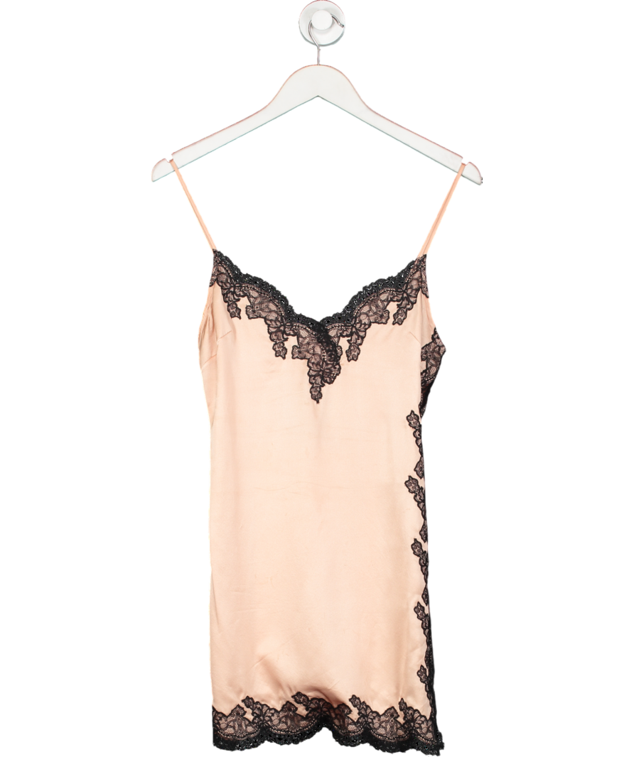 Agent Provocateur Amelea Powder Pink Short 100% Stretch Silk And Lace Slip Sz2 UK 8