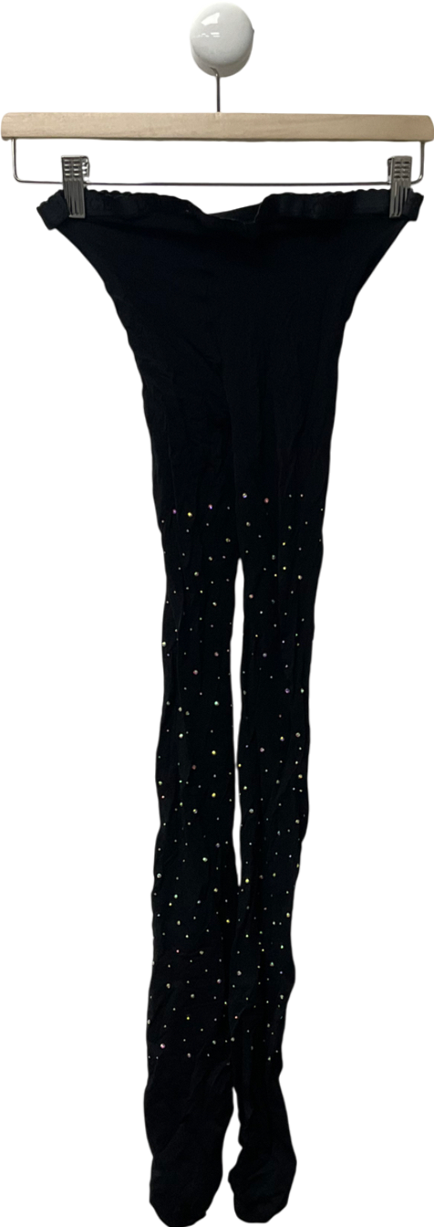 Lounge Black Diamanté Tights (40 Denier) UK S/M