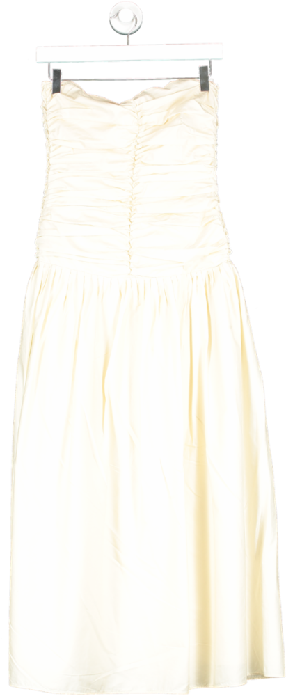 More Noir Cream ruched bodice midi Dress UK S