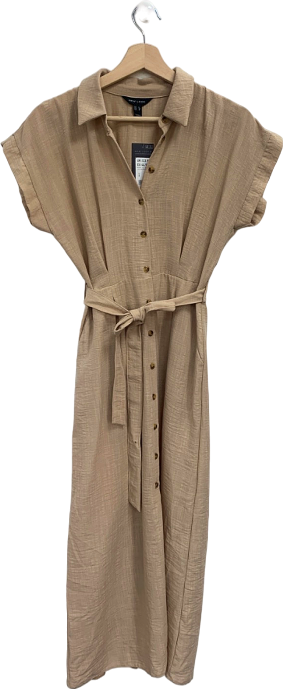 New Look Beige Lily Button Through Shirt Dress UK 8