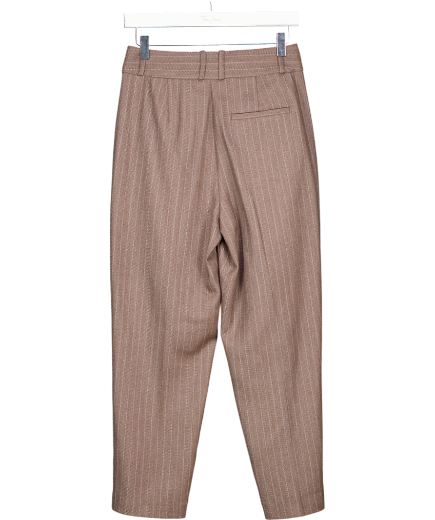 NEXT X Tabitha Simmons Brown Pin Stripe Wool Blend Straight Trousers UK 6