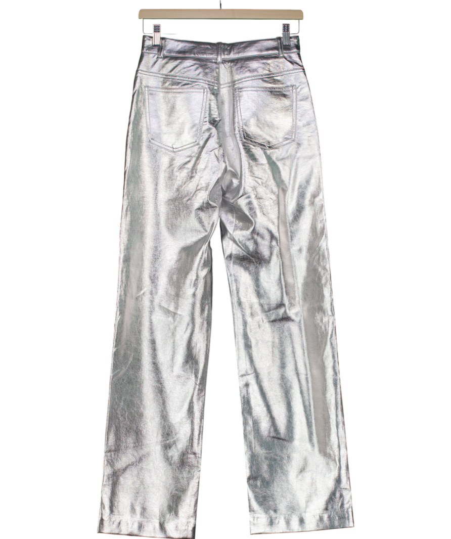 MANGO Metallic Leather-effect Trousers UK 6