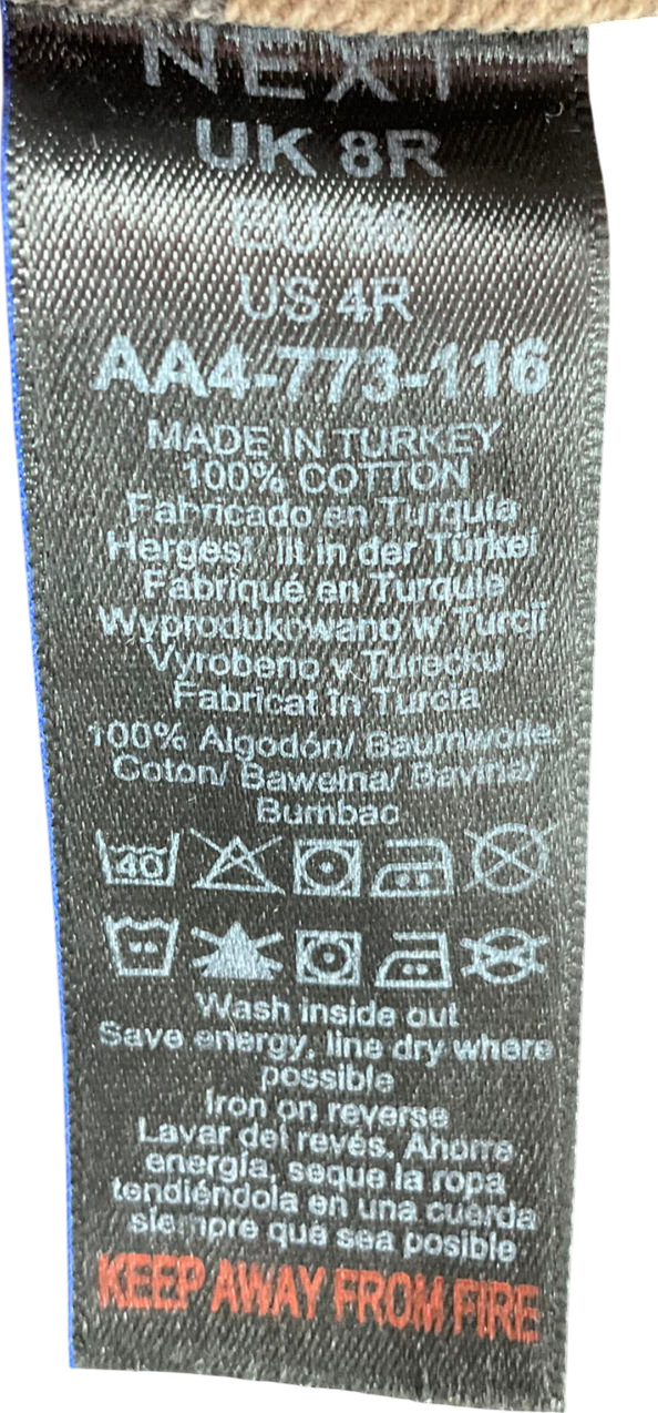 Next Beige Tiger Print Straight Leg 100% Cotton Jeans UK 8