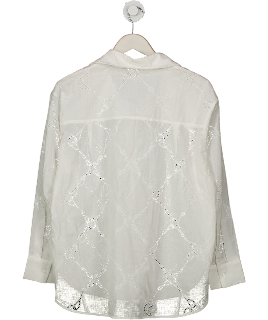 Self Who White Embroidered Detail Shirt UK S