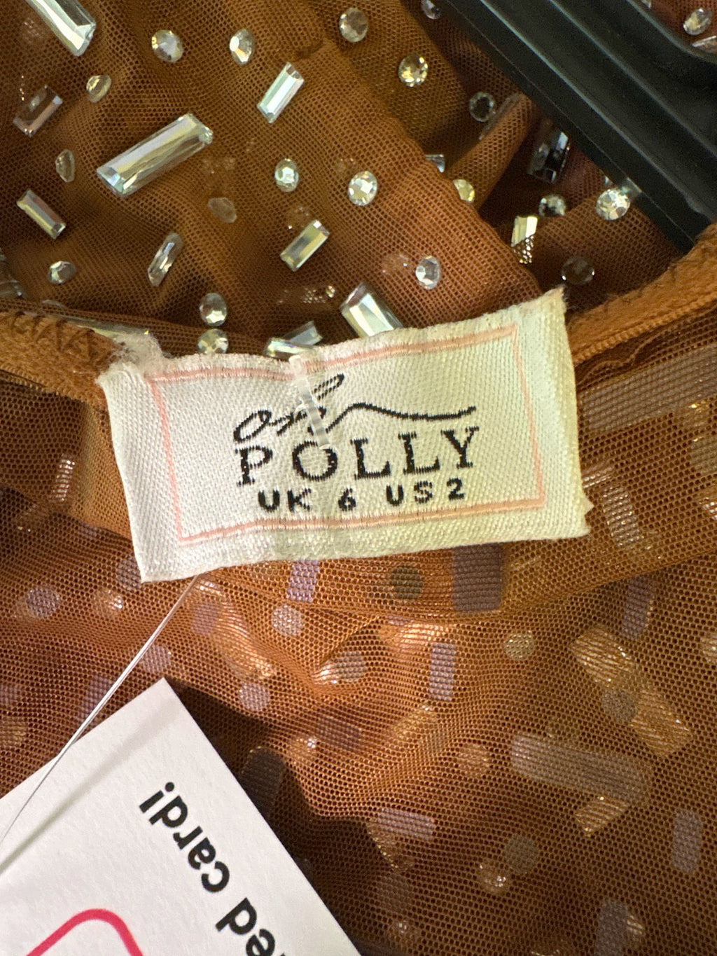 Oh Polly Brown Sequin Mesh Crop Top and Skirt Set UK 6