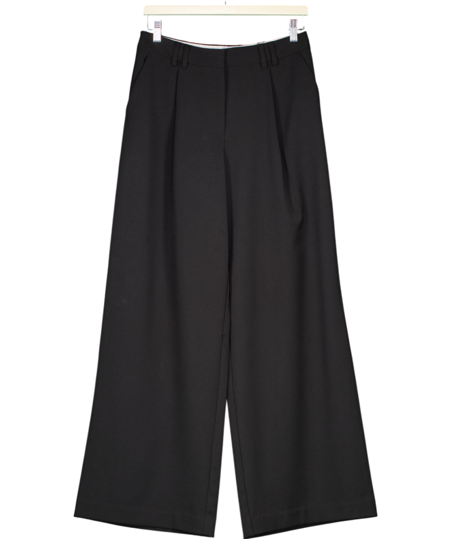 NA-KD Black Wide High Waist Trousers UK S