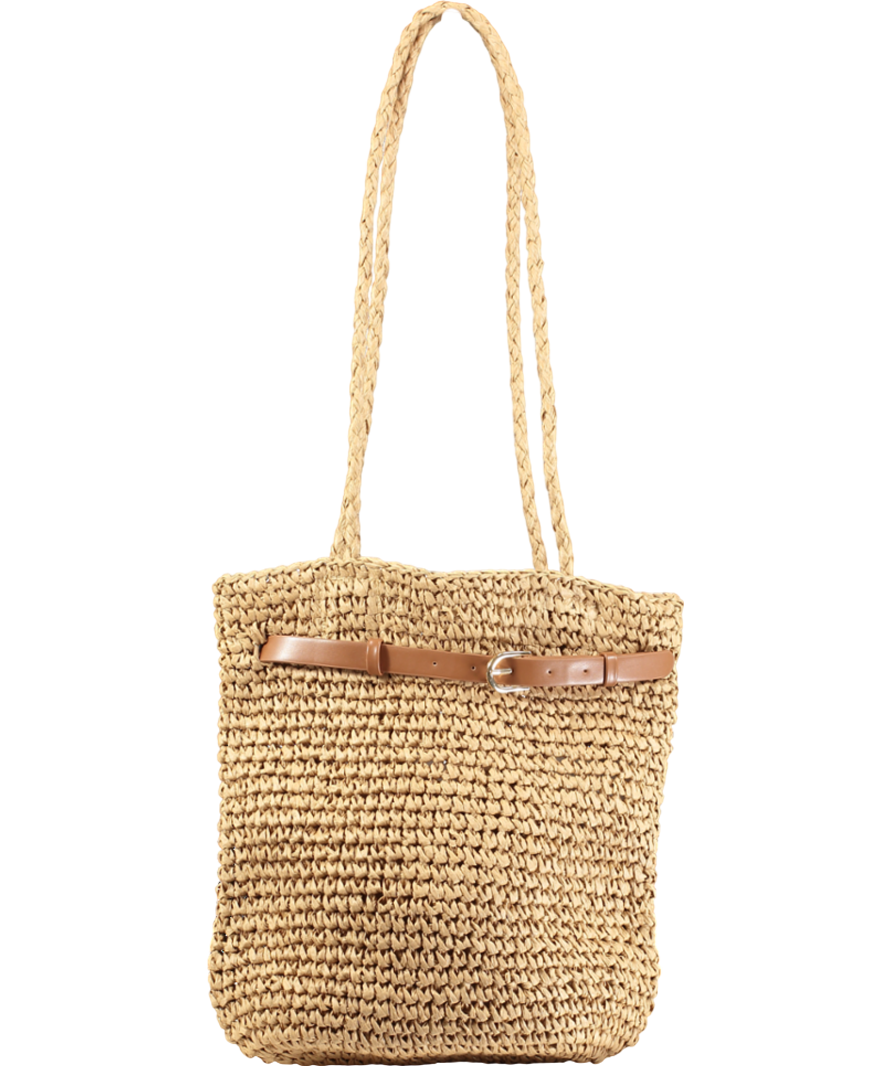 lefties Brown Natural-effect Shopper Bag With Belt Detail One Size