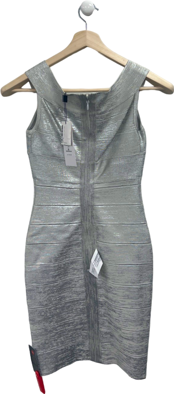 Herve Leger Silver Foil Bandage Dress S