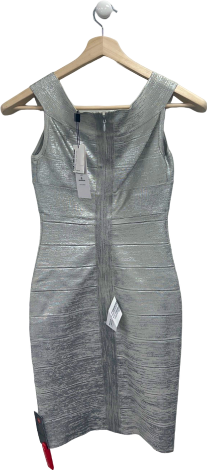 Herve Leger Silver Foil Bandage Dress S