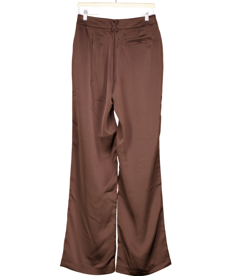 The Couture Club Brown Satin Tailored Trousers UK 8