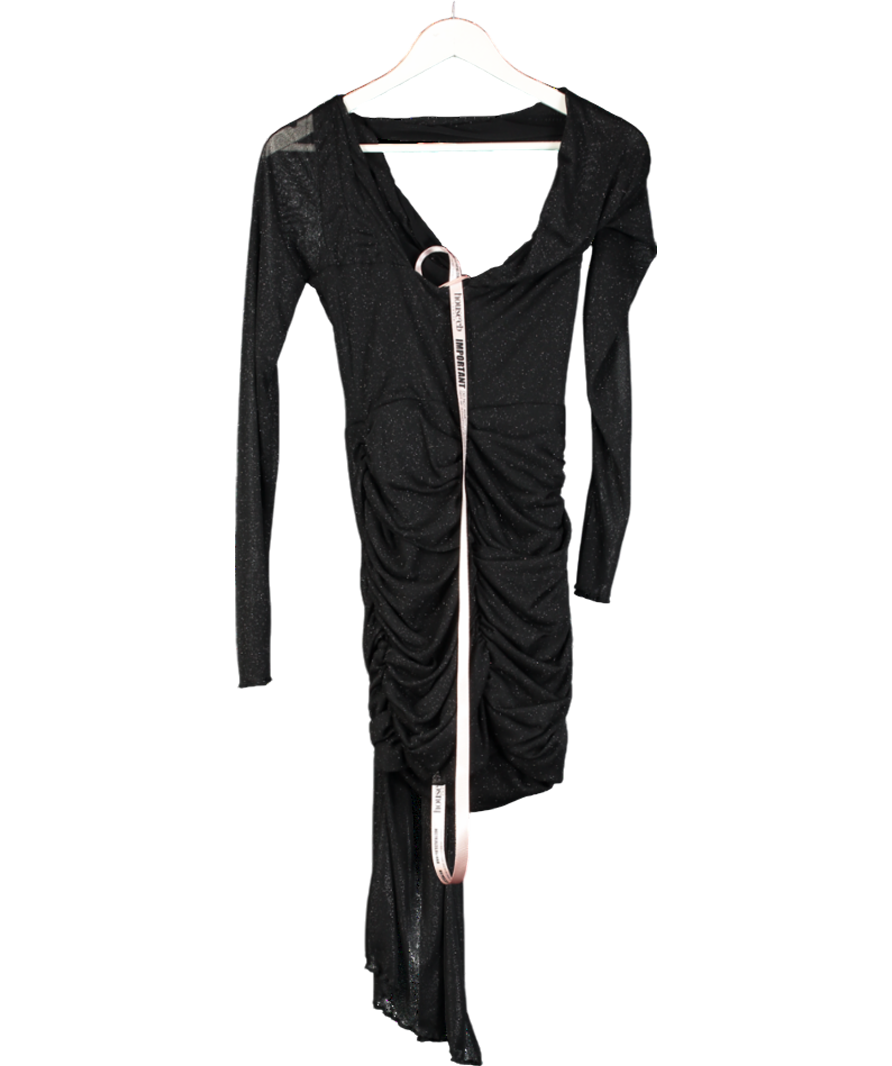 House of CB Black Santa Cut-out Shimmery Mesh Mini Dress UK S
