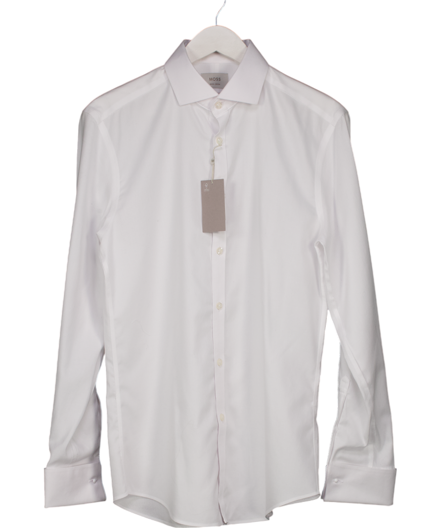 Moss Slim Fit White Concealed Placket Dress Shirt UK 42" CHEST