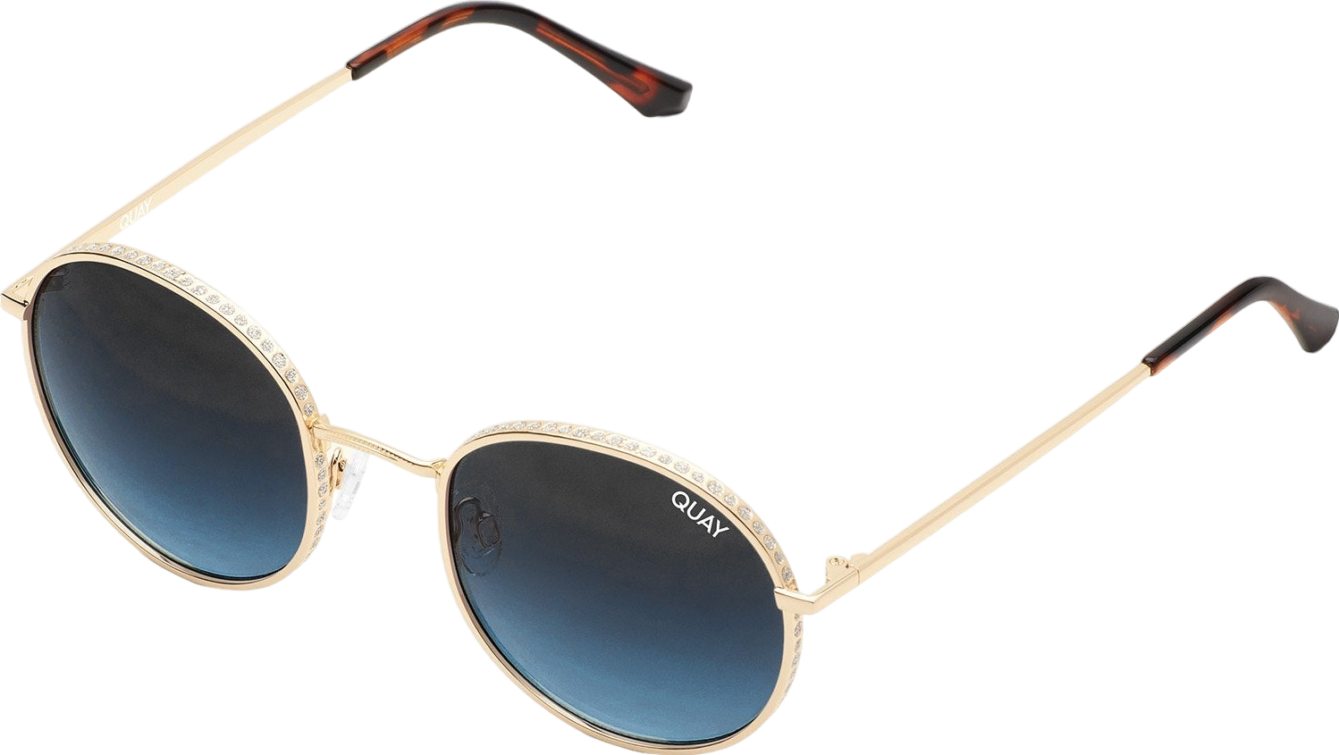 QUAY Australia "Mod Star"  Gold Sunglasses with case