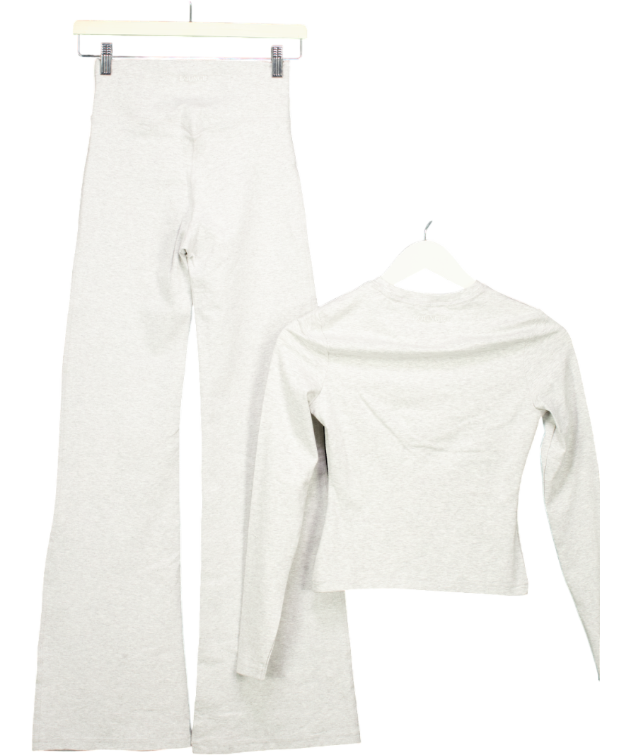 Lounge Underwear Grey Cotton Blend Long Sleeve Top And Trouser Set UK S