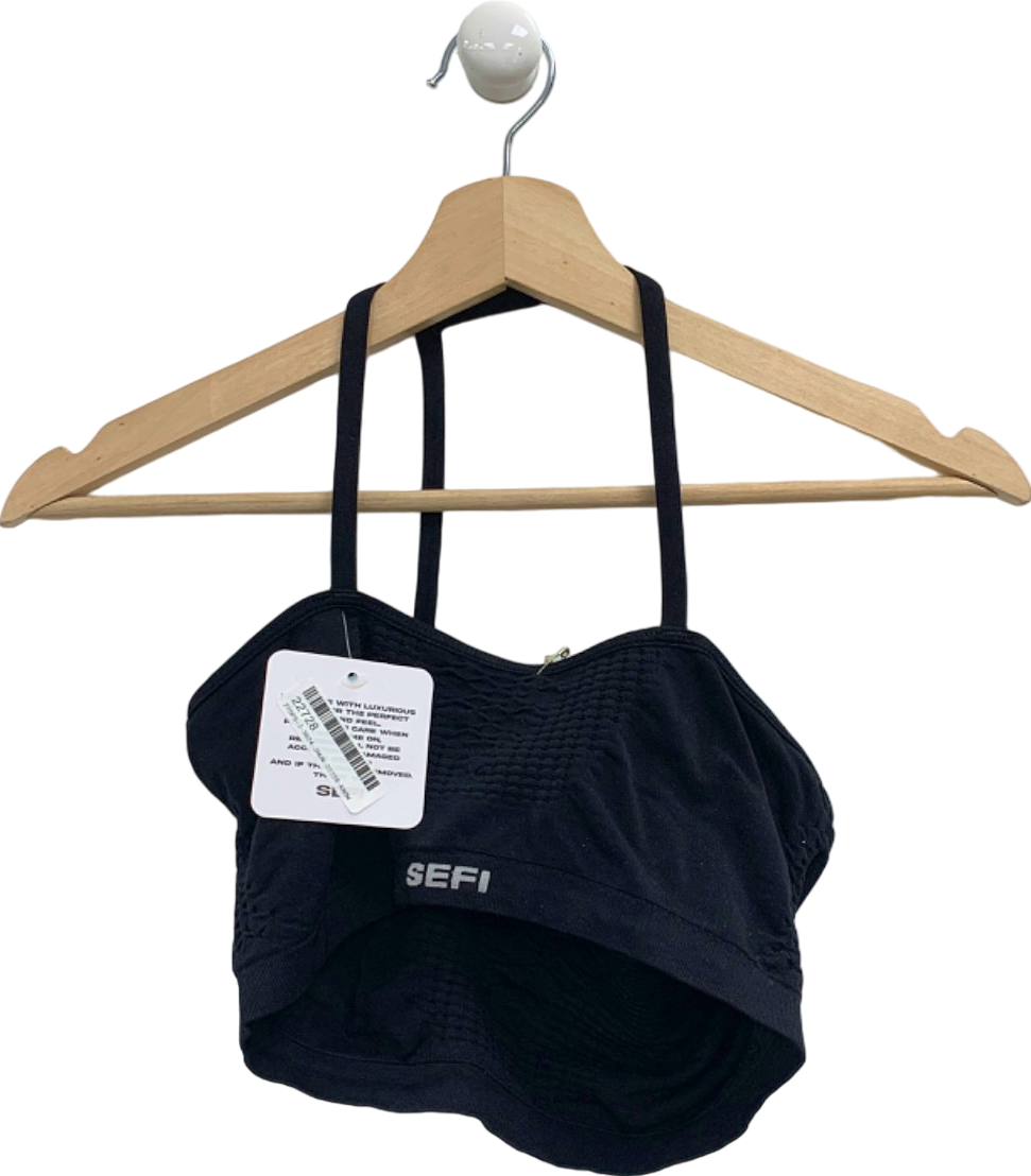 Sefi Black Waffle Asymmetric Bandeau Bra UK M