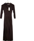 Mint Velvet Chocolate Brown Jersey Collar Midi Dress UK XS
