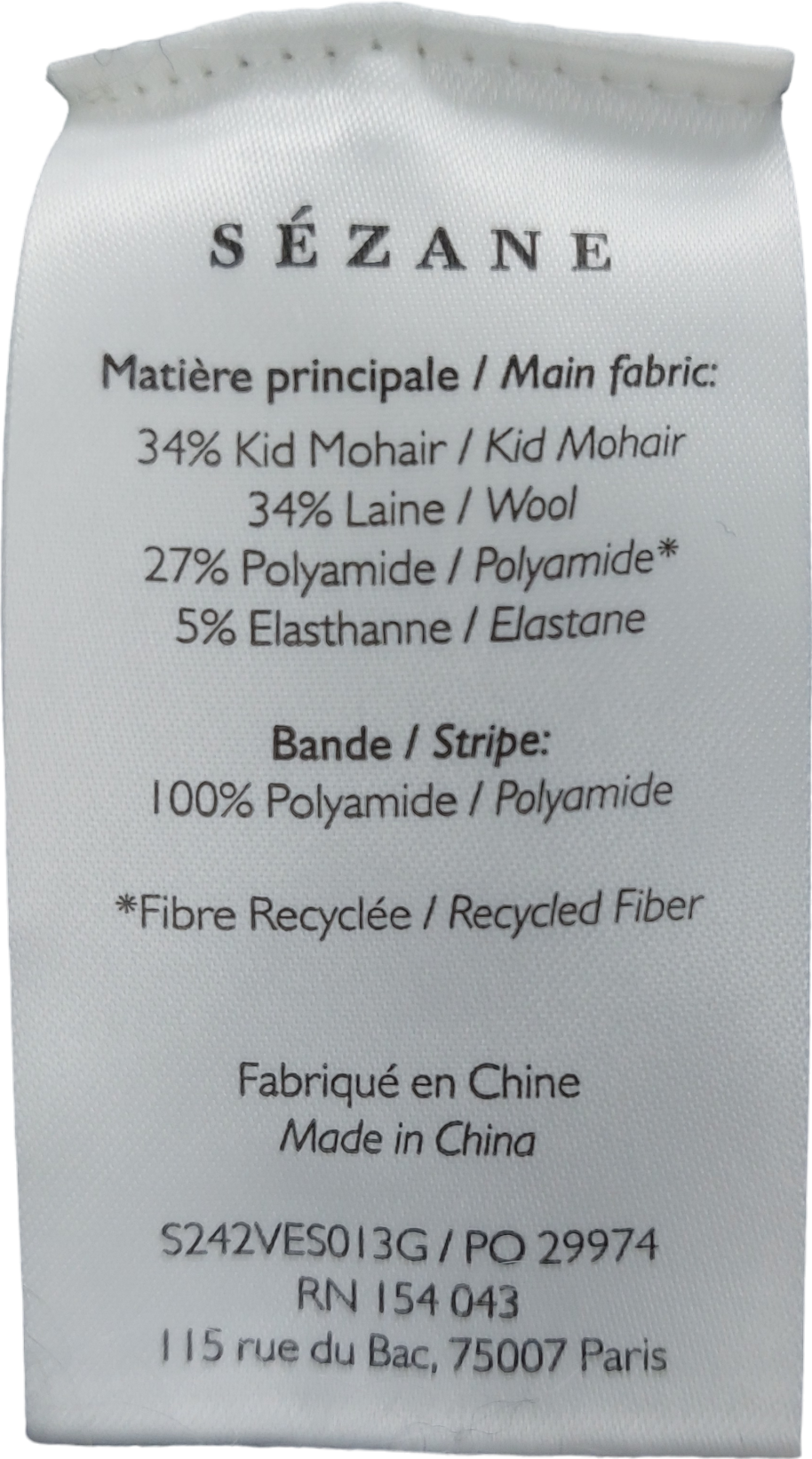 Sézane Grey Mohair Wool Blend Cardigan UK M