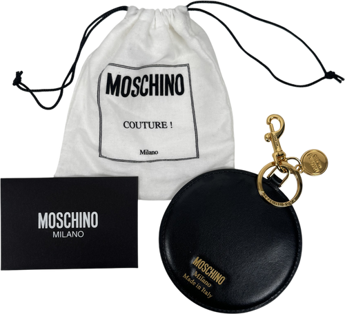 Moschino Black Big Heart Calfskin Bag Charm / Keychain