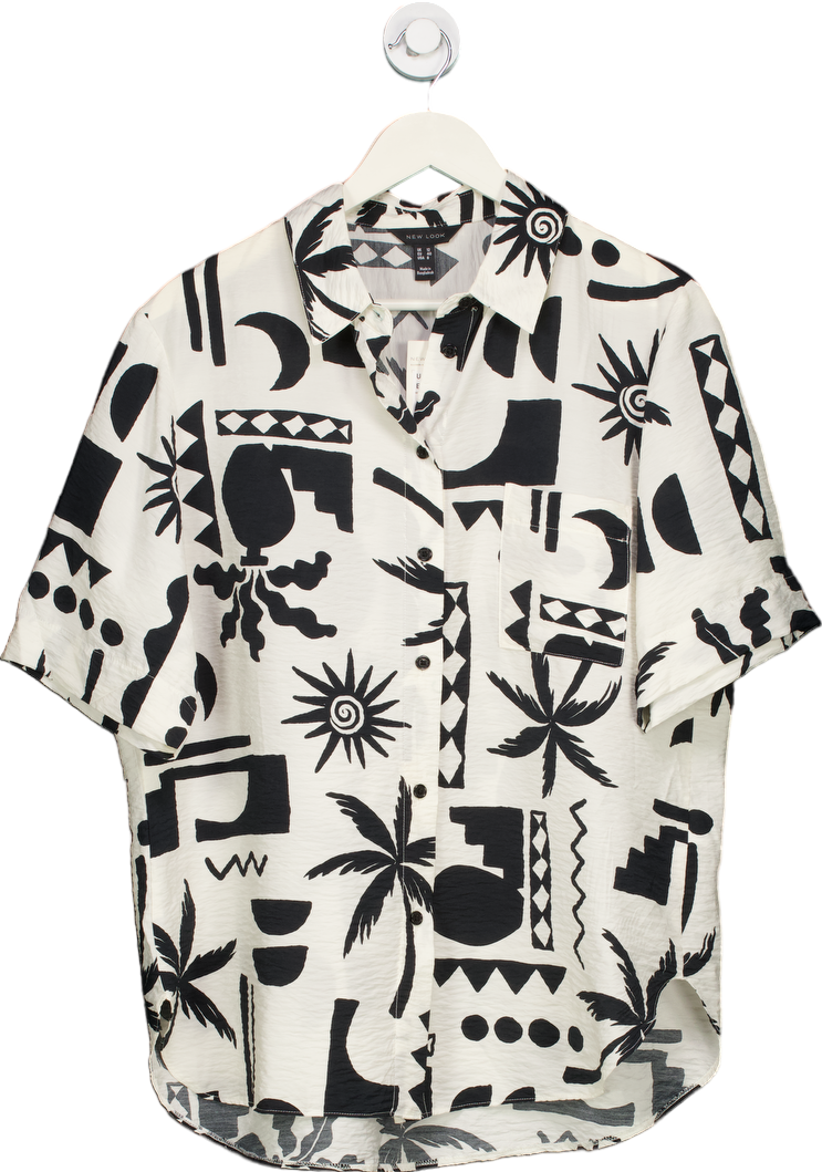 New Look Black and White Patterned Shirt UK 12