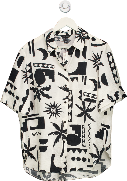 New Look Black and White Patterned Shirt UK 12