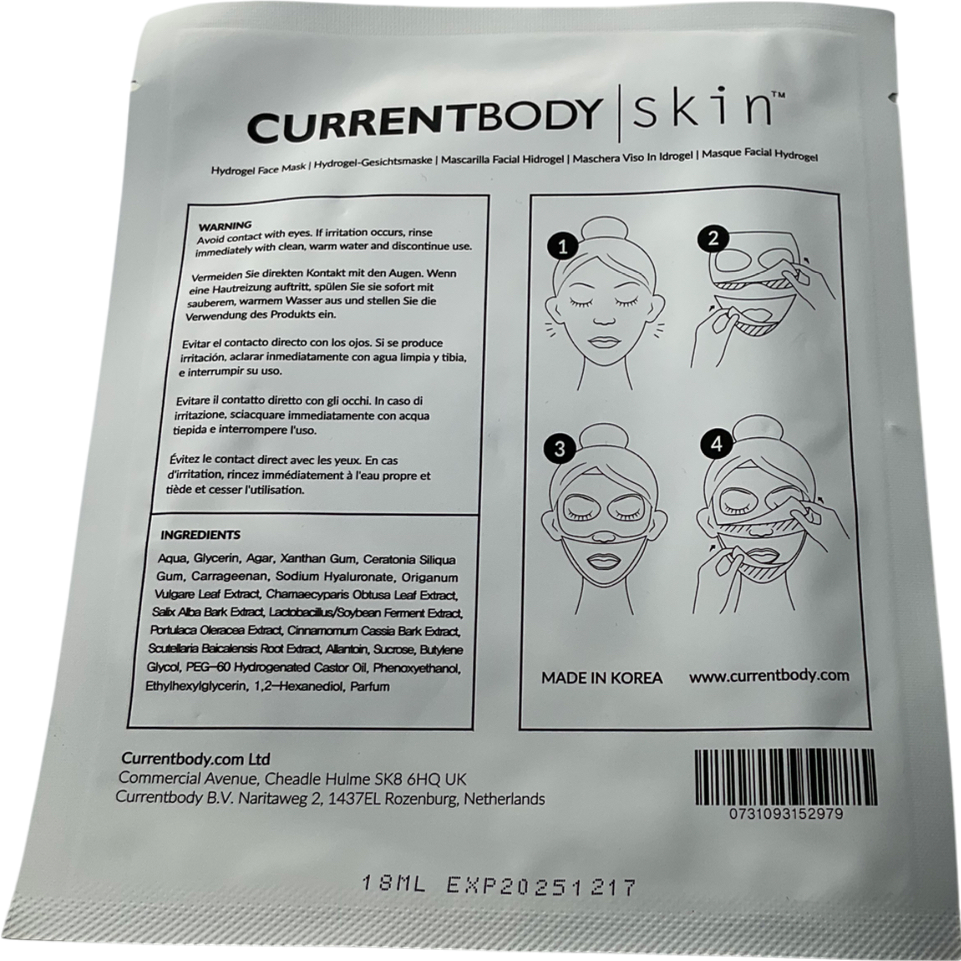 currentbodyskin Hydrogel Face Mask Universal 26g