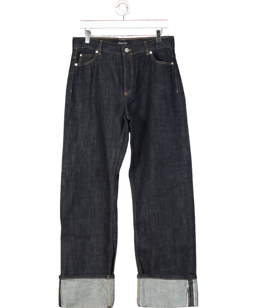Whistles Blue Dark Denim Turn Up Selvedge Straight Leg Jean W30