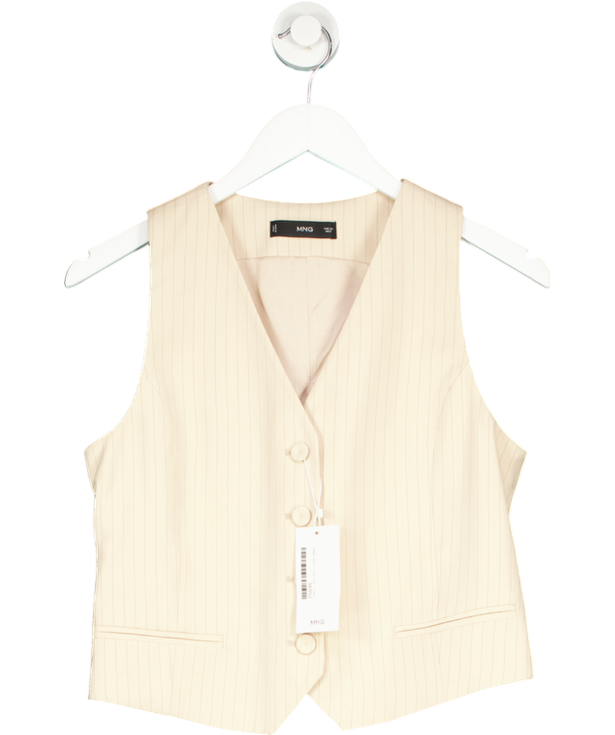 MANGO Beige Striped Suit Waistcoat UK S