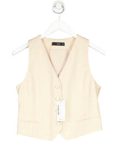 MANGO Beige Striped Suit Waistcoat UK S