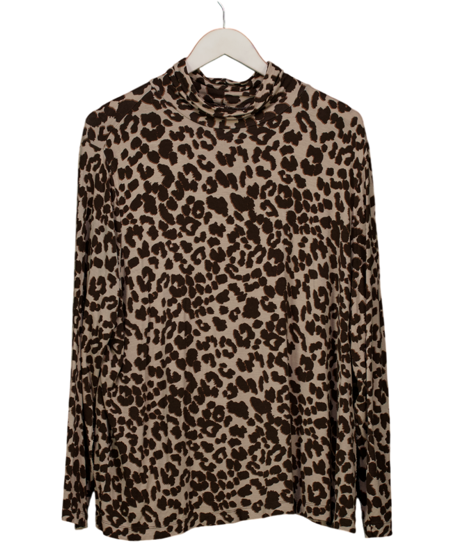 TU Brown Leopard Print High Neck Top UK 26