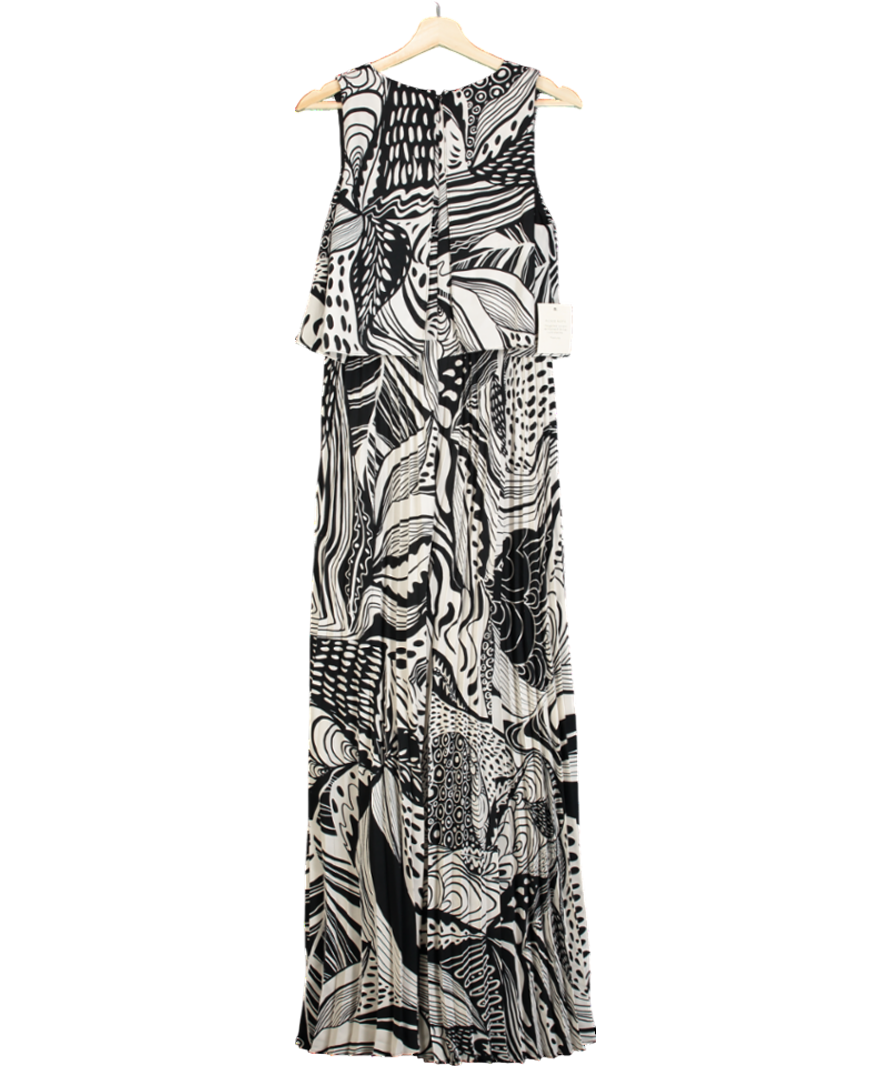 Phase Eight Saskia Pleated Wide Leg Jumpsuit, Black/cream UK 12