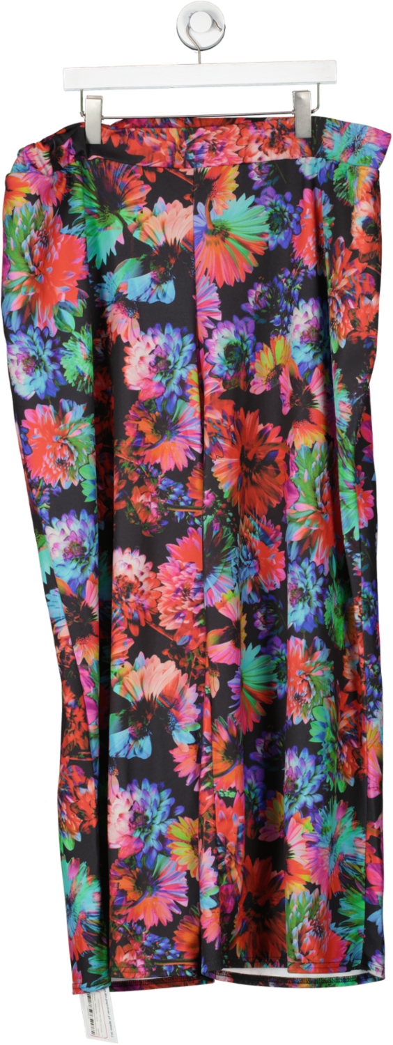 SimplyBe Multicoloured Floral Print Scuba Crepe Wide Leg Trouser UK 26