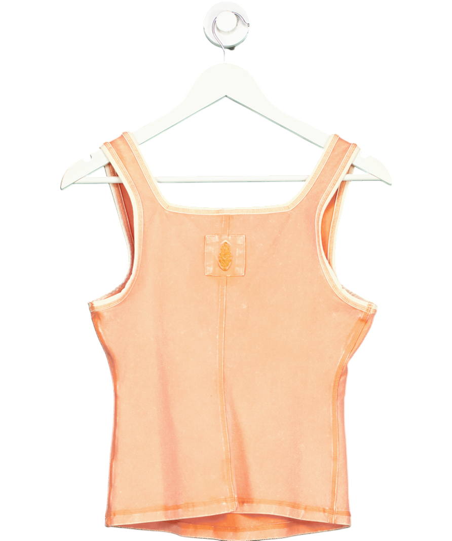 Free People Orange New Flow Henley Tank Top UK XS