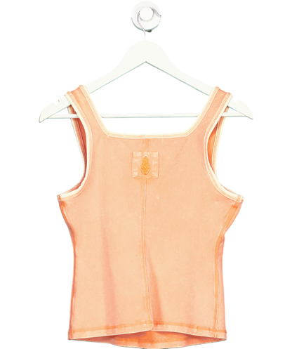 Free People Orange New Flow Henley Tank Top UK XS