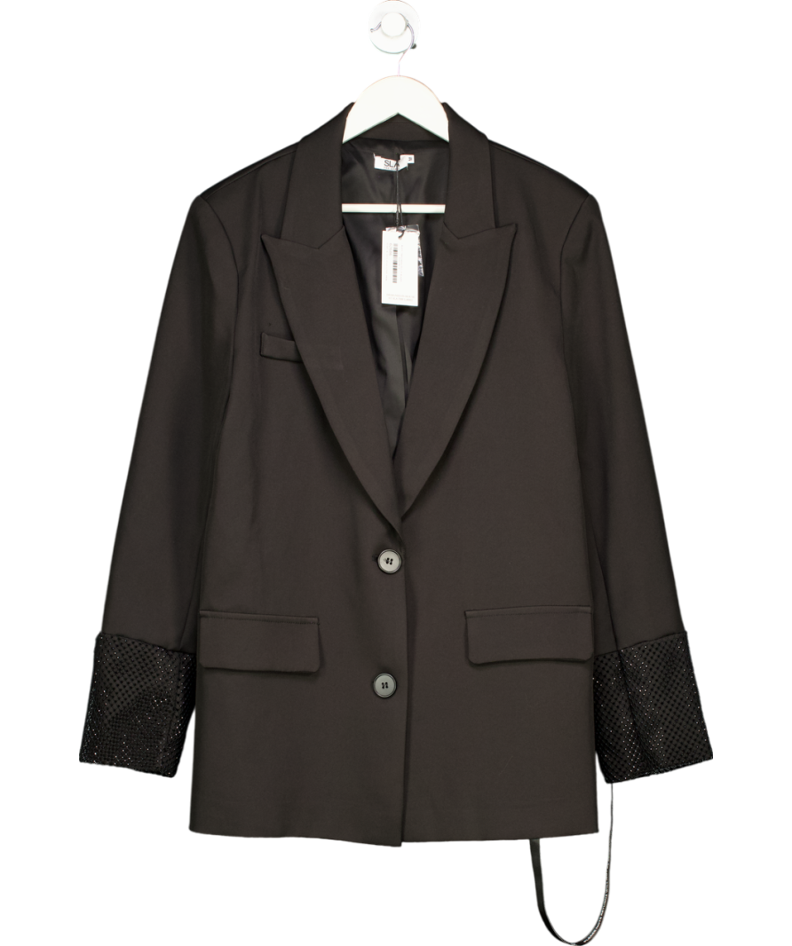 SLA the label Sla The Label Black Diamante Cuff Blazer UK M