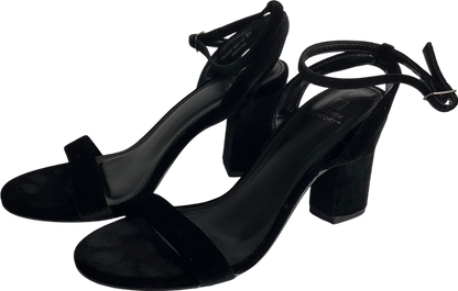 Next Black Velvet Standard/wide Fit Forever Comfort® Block Heel Sandals UK 4 EU 37 👠