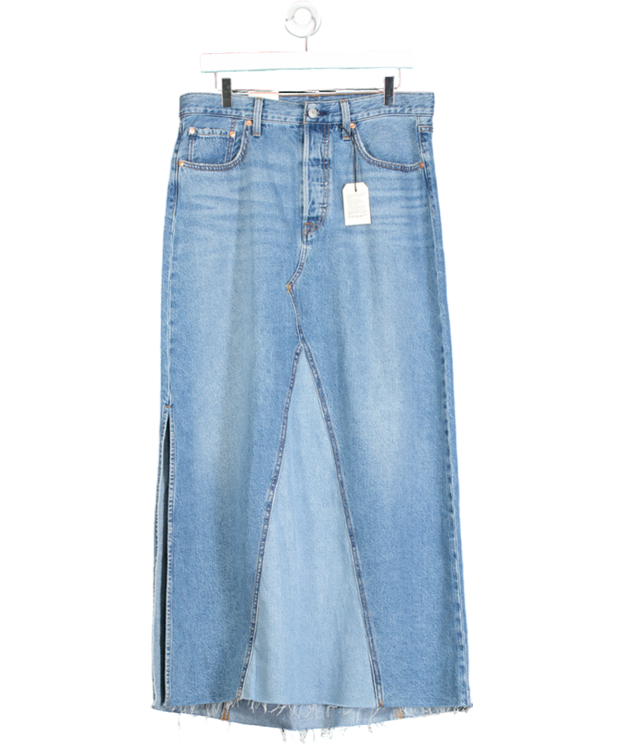 levis Blue High Rise A Line Decon Maxi Skirt W30